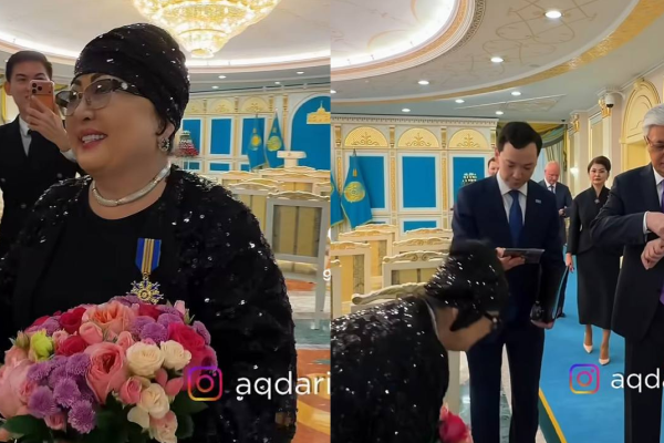 “Аға, сізге беруге бола ма”: Мақпал Жүнісова Президентке сый жасады (ВИДЕО)